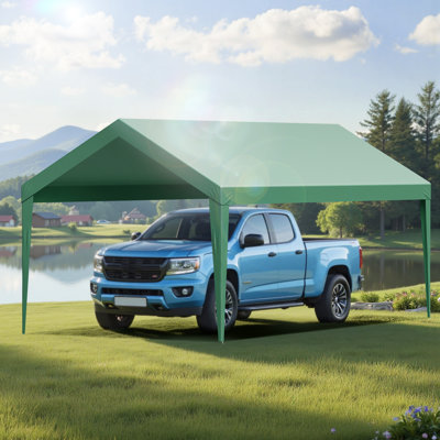 Auvent de remplacement pour abri d'auto, toile de toit pour tente de garage de 10 pi x 20 pi, housse pour abri d'auto imperméable et résistante aux rayons UV, housse pour abri d'auto robuste avec balles, vert foncé, cadre non inclus
