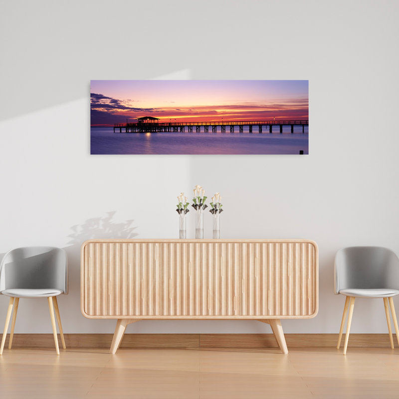Coucher de soleil, art mural Pier, H 16 po x l 48 po