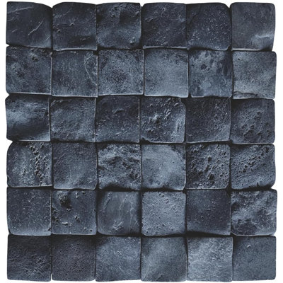 CNK Tile Alor Black Pebble Square Mosaic Tile 2"X2"