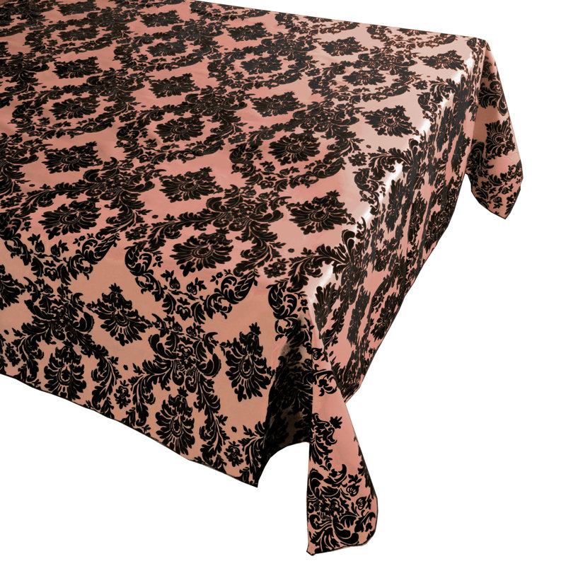Damask Tablecloth, 102" x 58", Black/Peach