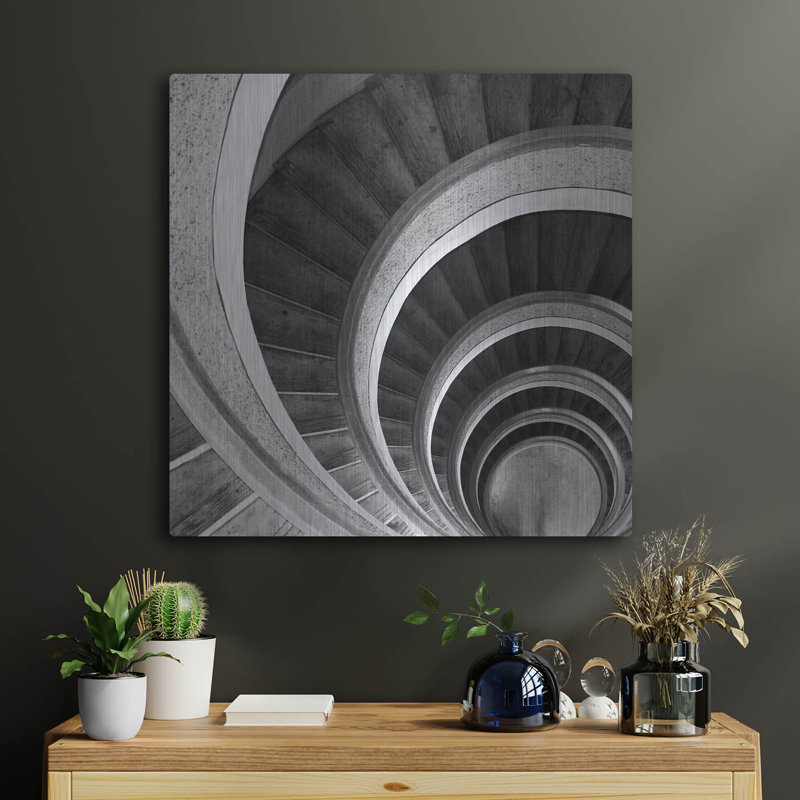 «Spiral Staircase No. 6» par Photoinc Studio, art mural en métal, 12 po x 12 po, H 24 po x l 24 po