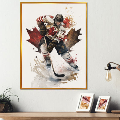 Joueur de hockey canadien en action III - Joueur de hockey canadien en action III - reproduction sur toile