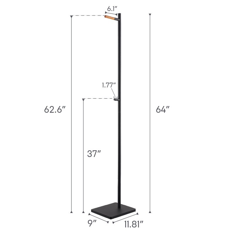 Black Steel and Wood Minimalist Coat Rack