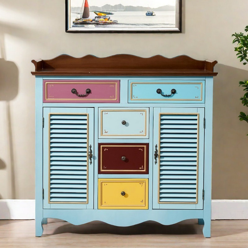 5-Drawer Double Door Accent Shoe Cabinet