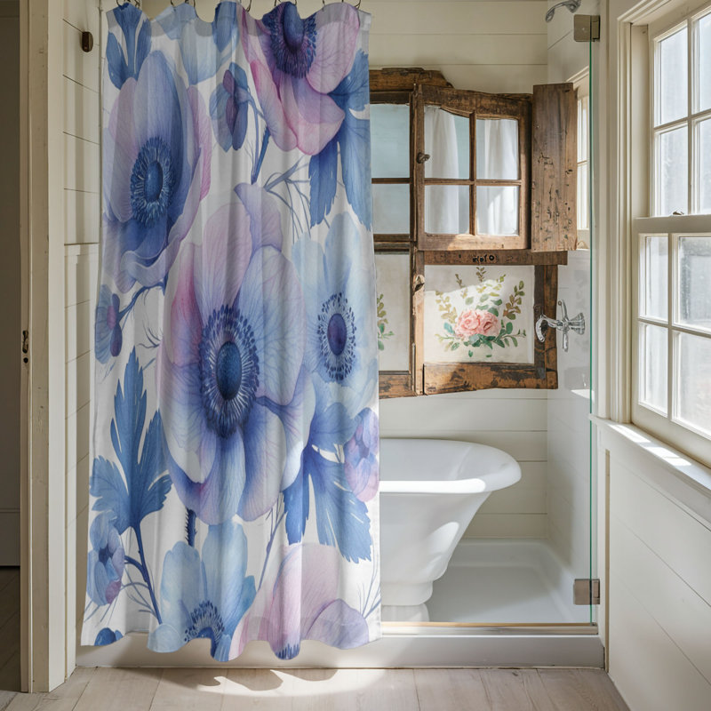 Elegant Anemones - 1 Piece Standard Shower Curtain, 74"H x 71"W