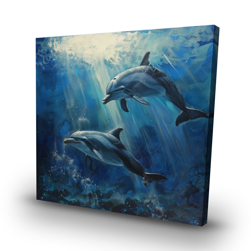 Dolphins - 32"x32" art on canvas