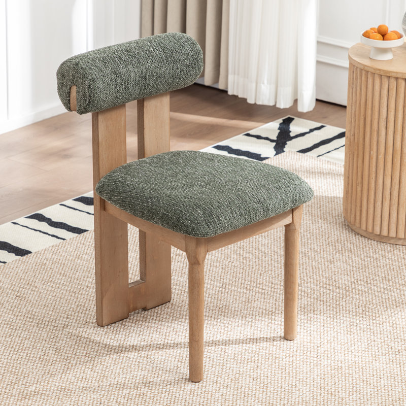Chaise rembourrée en bois massif Morral, Vert