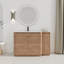 Meuble-lavabo autoportant de 52 po avec lavabo en céramique blanche et 1 petite armoire de rangement, porte à fermeture en douceur, chêne d'imitation, emballage KD, contreplaqué