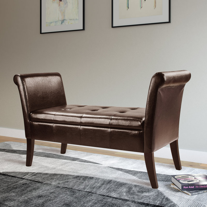 Aadvika Faux Leather Upholstered Storage Bench, Brown
