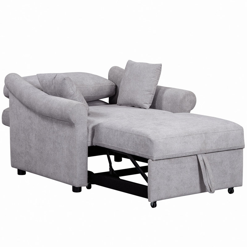 Fauteuil convertible en chenille avec dossier réglable, chaise longue 3 en 1 se transformant en lit, lit simple pour le salon, gris