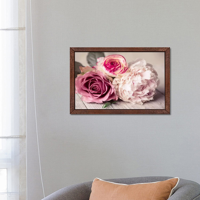 Bouquet by Symposium - Print on Canvas, Brown Framed, 66.04 cm H x 45.72 cm W