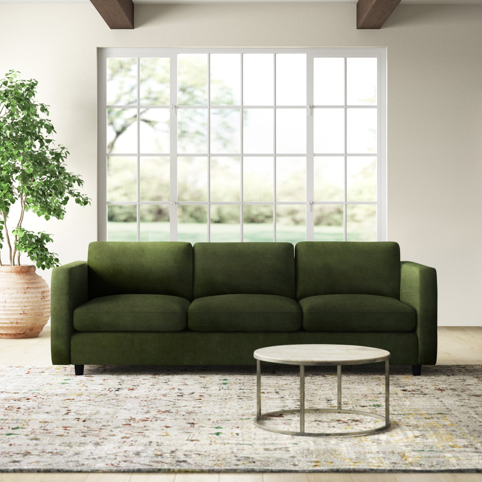 Fleetwood 99" Velvet Sofa, Green Tweed Velvet