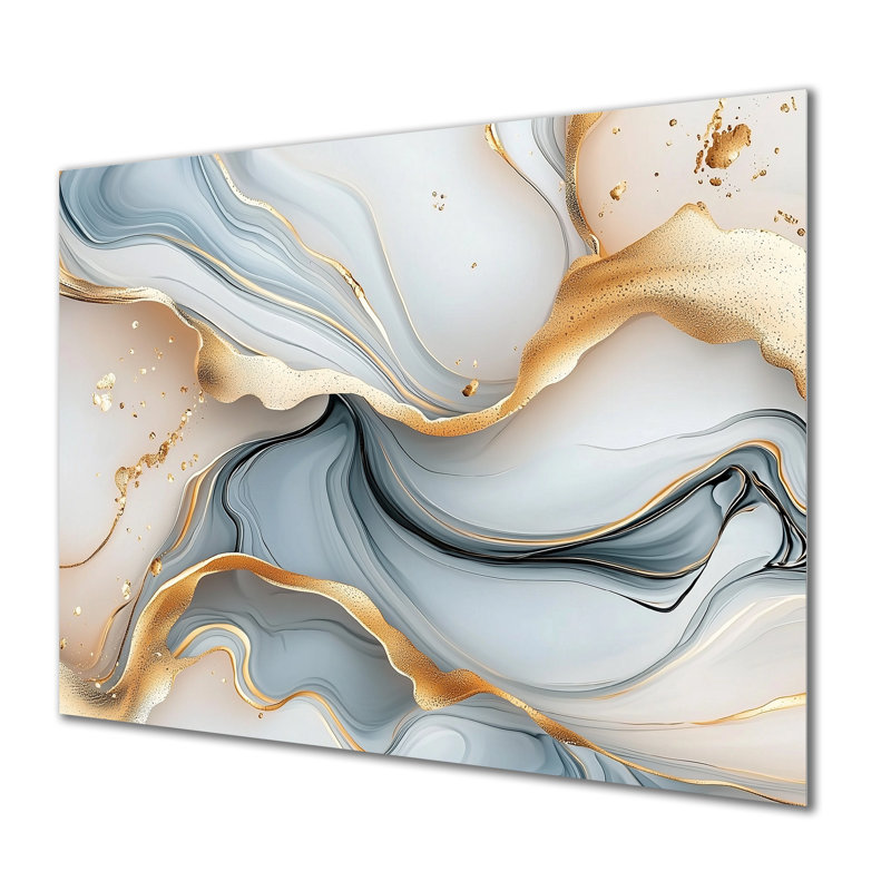 Ciel de minuit, agate liquide III - décoration murale abstraite en métal, impression abstraite à l'encre liquide