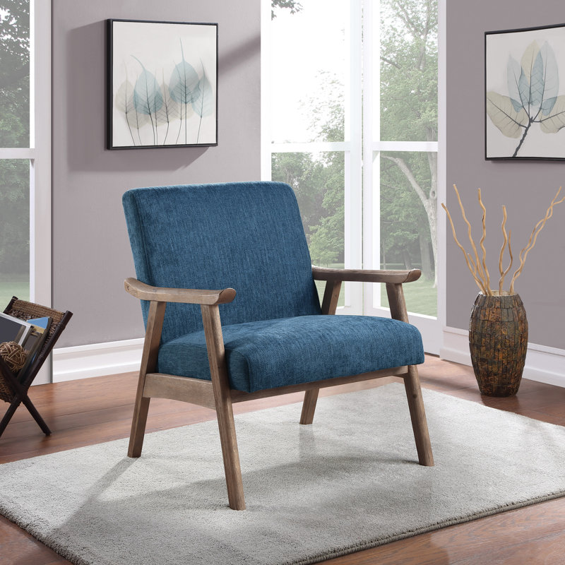 Méridienne en polyester de 27,25 po de largeur Albury, 100 % polyester bleu marine, Brun foncé