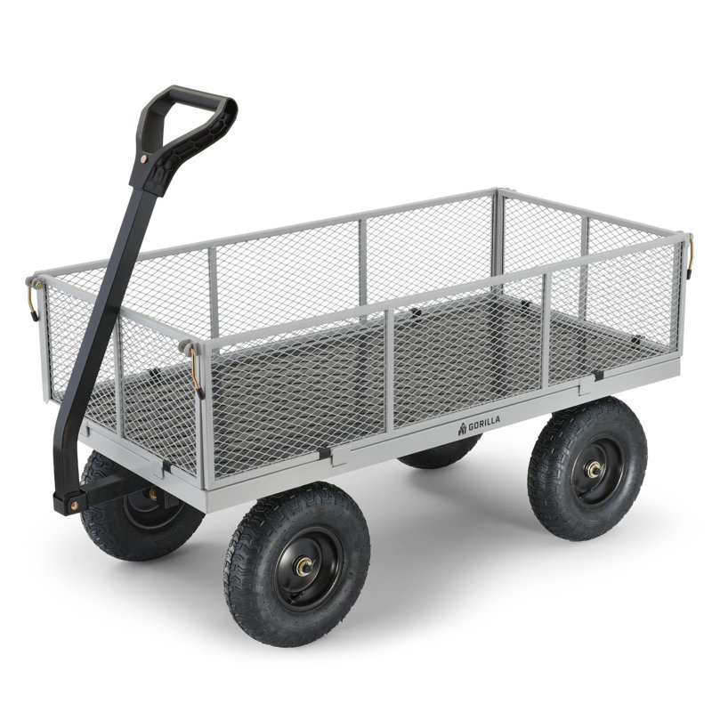 Gorilla Cart 1000 Pound Capacity Heavy Duty Steel Mesh Utility Wagon Cart, Gray