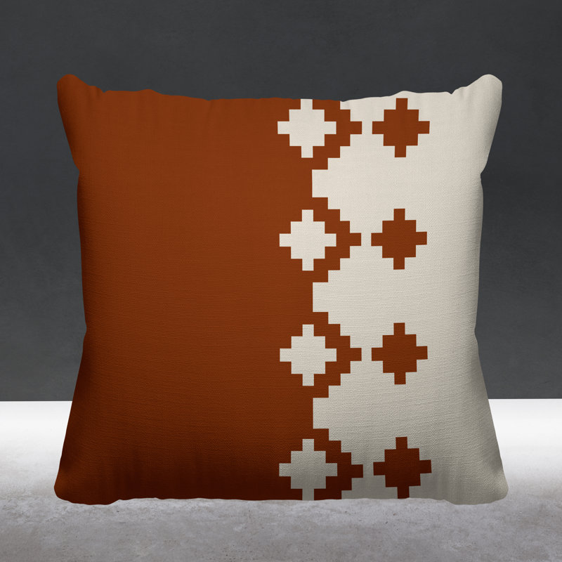 Coussin intérieur / extérieur Moki Southwestern, L 19 po x H 19 po, Orange brûlé