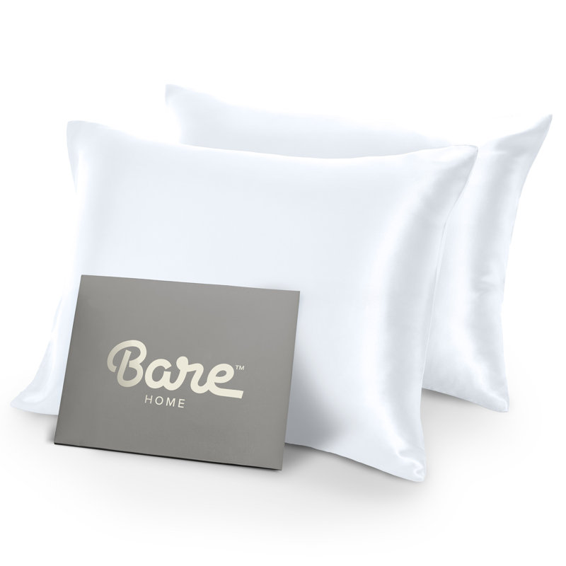 Soft Poly Satin Pillowcase Set, Standard Pillowcases, White 