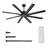  Cissline 65" Black Aluminum Blade Ceiling Fan No Light with Remote Control for Large Indoor Spaces