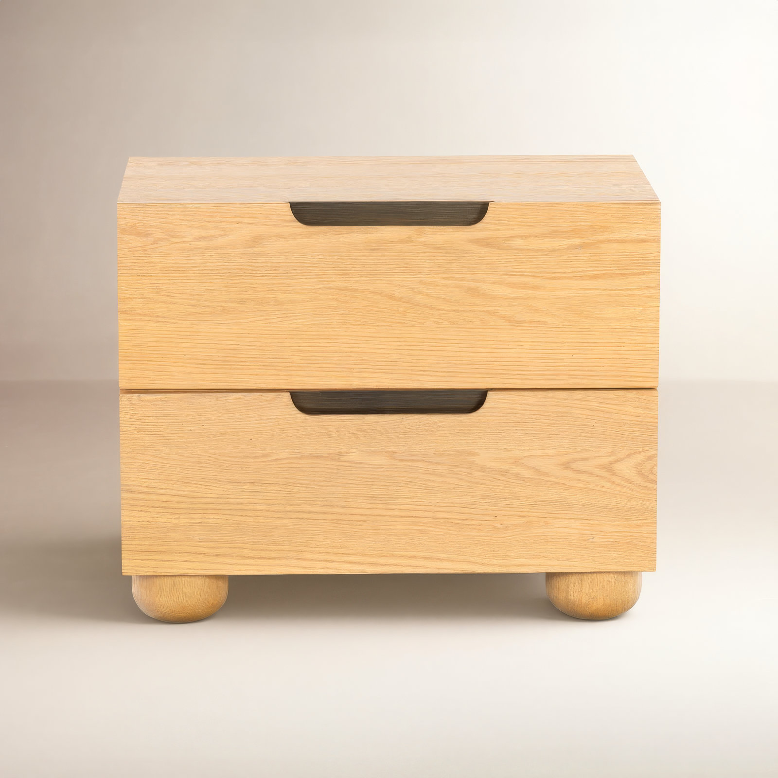 Beethoven Wood 2 Drawer Nightstand, Natural