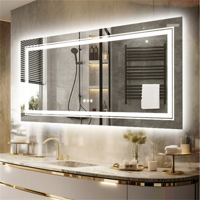 LED Illuminated Bathroom Mirror Fog Free Touch Sensor