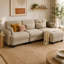 Canapé d'angle 3 places Channell en forme de L, capitonné, avec pouf amovible, style moderne et minimaliste, revêtement en chenille, mousse haute résilience, assise matelassée-1147635620