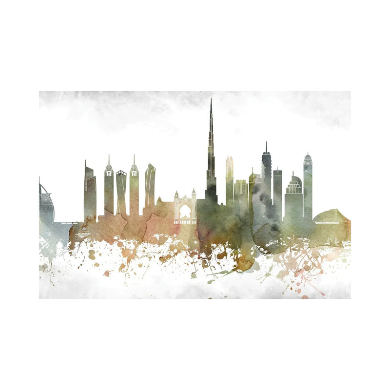 Dubai Skyline 1 Piece Wrapped Canvas Wall Art, 66.04 cm H x 45.72 cm W x 3.175 cm D