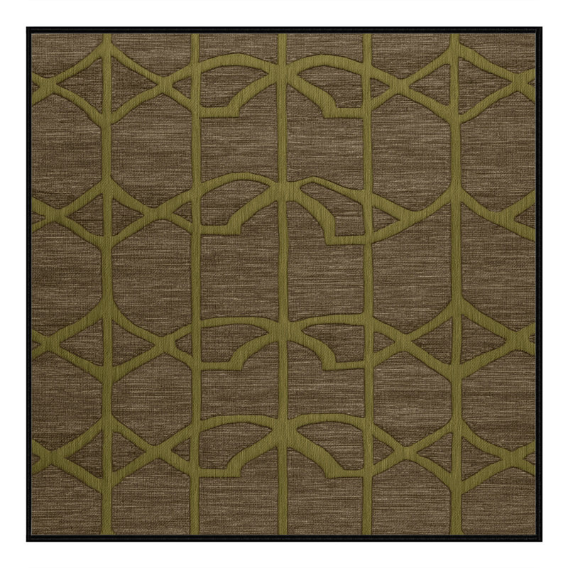 Tapis brun treillis lavable à la machine, Carré 5 pi