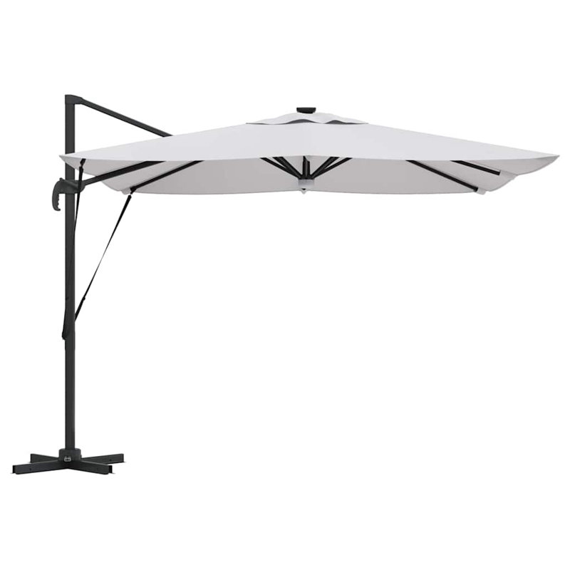 Roma Parasol with LED Strip Lights Aluminium and Polyester Garden Shade, Beige, 270cm H x 285cm W x 285cm D