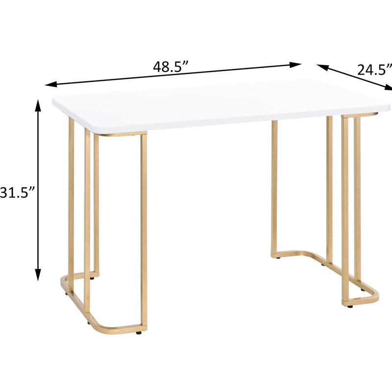 Bureau d'écriture rectangulaire avec accents blancs et dorés - table d'étude pratique pour maximiser votre efficacité d'apprentissage