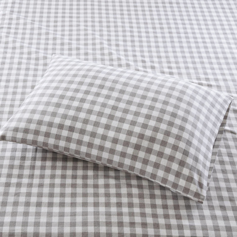 Ensemble de 4 très grand drap, 100% flanelle de coton, imprimé à chevrons, douillet et doux, drap plat, 2 taies d'oreiller ajustées, facile d'entretien