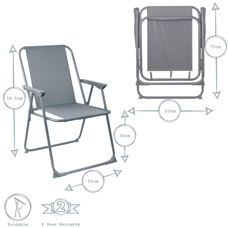 Harbour Housewares Folding Metal Beach Chairs, Grey