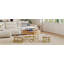Table basse moderne à plateau relevable avec rangement et trois repose-pieds assortis pour des espaces de vie polyvalents