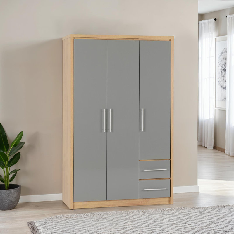 Louisa 3 Door Wardrobe, Grey