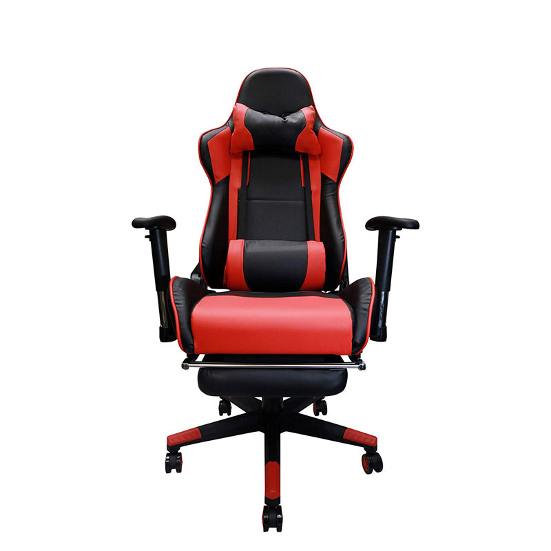 Fauteuil de jeu avec accoudoirs réglables et rouge repose-pieds erognomic racing, Rouge / Noir, Rouge / Noir