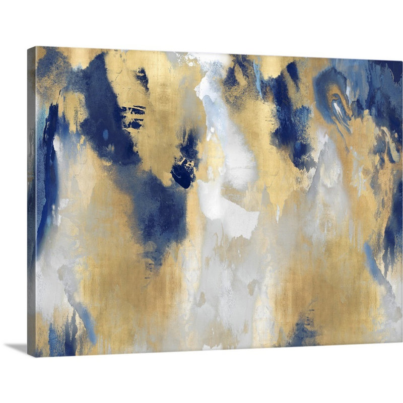 Reproduction d’art sur toile abstraite « taches d’or » par David Moore, Toile tendue, H 18 po x l 24 po x 1,25 po