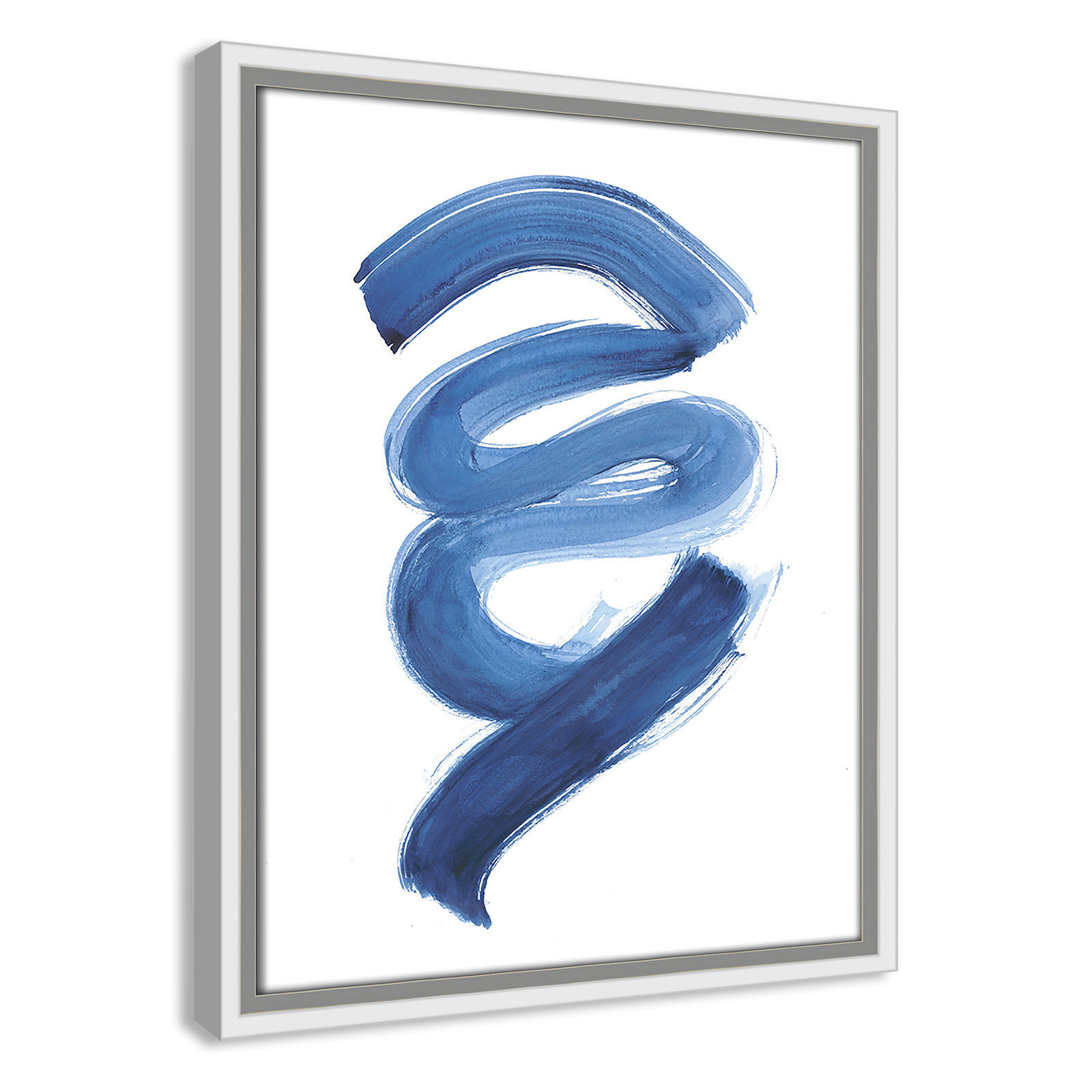 Slinky Indigo I by Filippo Ioco - Painting Print, White Framed Canvas, 15.5" H x 12.5" W x 2" D