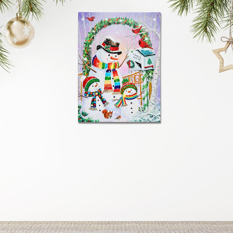 Festive Snowman Christmas LED Canvas Wall Art