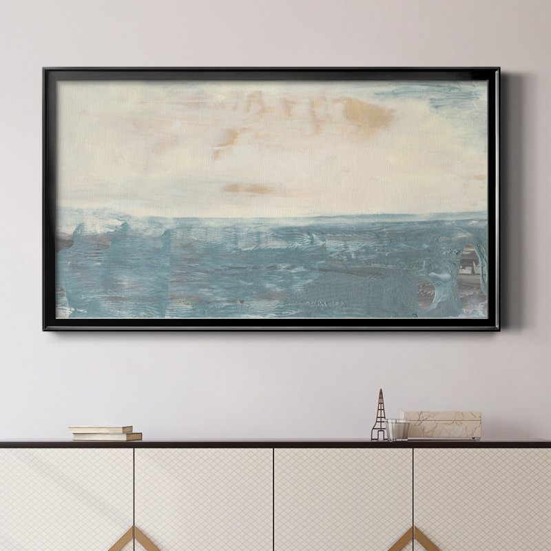 Peace and Calm III - Peinture encadrée, H 22,5 po x l 42,5 po, Toile encadrée, Noir