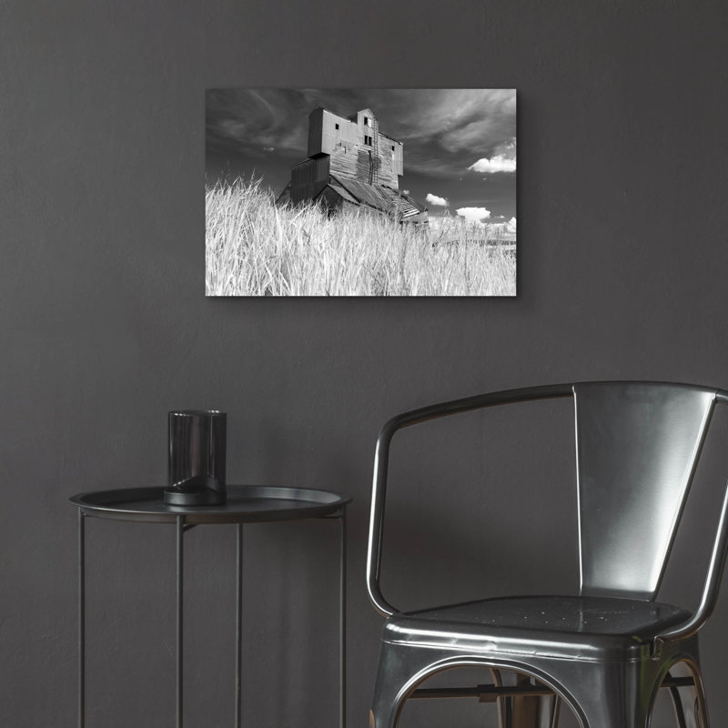 Art mural en verre Red Barrel Studio® «Abandonné Grain Elevator In The Palouse» par Rick Berk, H 16 po x l 24 po x P 0,2 cm