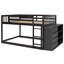 Lit double au-dessus d'un lit superposé avec structure en bois massif, 4 tiroirs et 3 tablettes pour une solution pratique dans la chambre à coucher - configuration à 4 tablettes colorées, ambiance chaleureuse-543608453-543608475