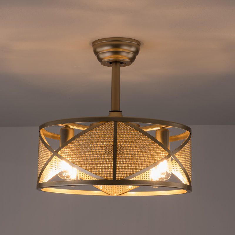 Ventilateur de plafond 18 po avec lumière, ventilateur silencieux à télécommande à 6 vitesses avec moteur réversible pour chambre à coucher et salon