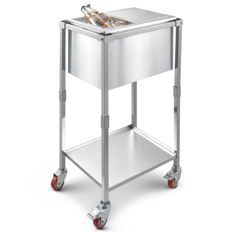 VEVOR 75.2L Serving Station / Cart Cooler with wheels in Silver