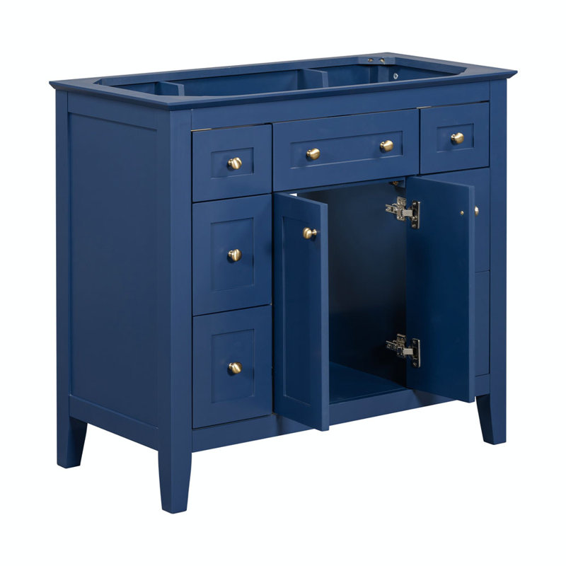 Base de meuble-lavabo simple 36 po Taysia seulement, Bleu