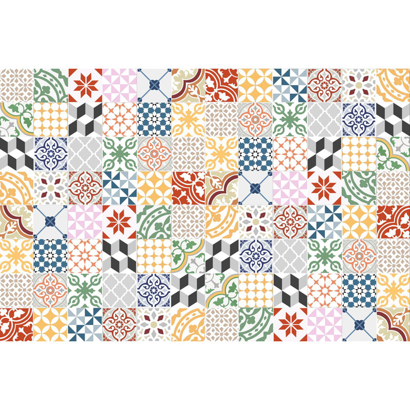 Vinyl Mat Migina in Yellow/Grey/Red, 133 x 200cm (rectangular)