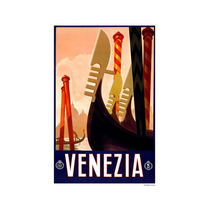 Venezia Advertising Vintage Poster - Wrapped Canvas Rectangle Print, 20.32 cm H x 30.48 cm W