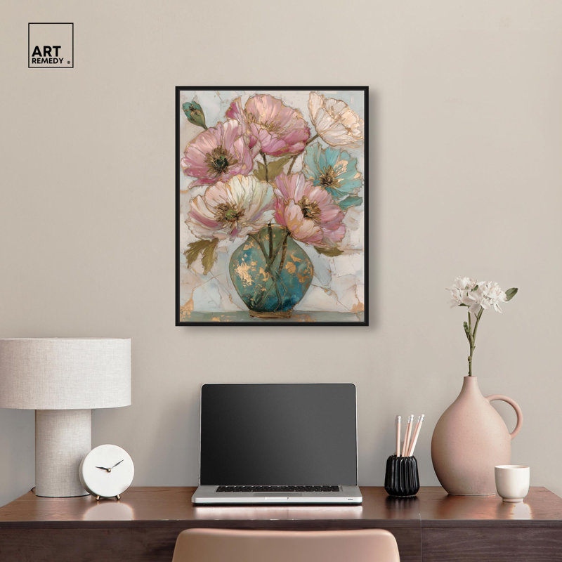 «Lustrous Lilies I», reproduction d'art sur toile par Art Remedy, cadre noir, 20 x 24, H 25 po x l 21 po, Structure noire