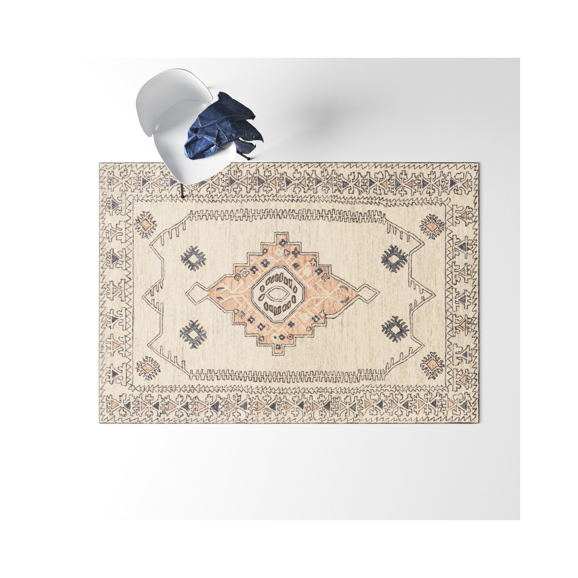 Moore Handmade Wool Beige/Ivory/Gray Rug, Rectangle 8'10" x 12'