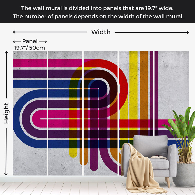 Papier peint abstrait - Technicolor, L 68 po x l 98 po