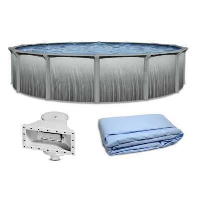Blue Wave Martinique 21-ft Round 52-in Deep Hard Sided Steel Wall Above Ground Pool with 7-in Top Seats, 6-in Verticals, Skimmer & Vinyl Liner - 9,900 Gallon Capacity for Family Swimming & Recreation