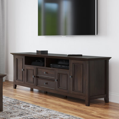 Amherst 72"W Solid Wood Transitional TV Stand for TVs up to 80" with 2 Cabinets, 2 Drawers, and Adjustable Shelves